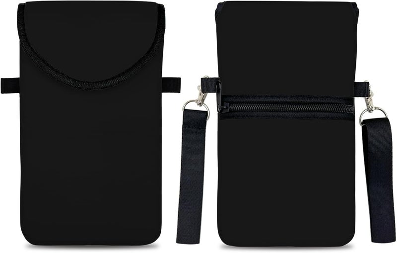 otilil Neoprene Cell Phone Sleeve Pouch Case Bag with Crossbody Strap Neck Lanyard for Women 7.5 X 4.3 in Black - Image 1
